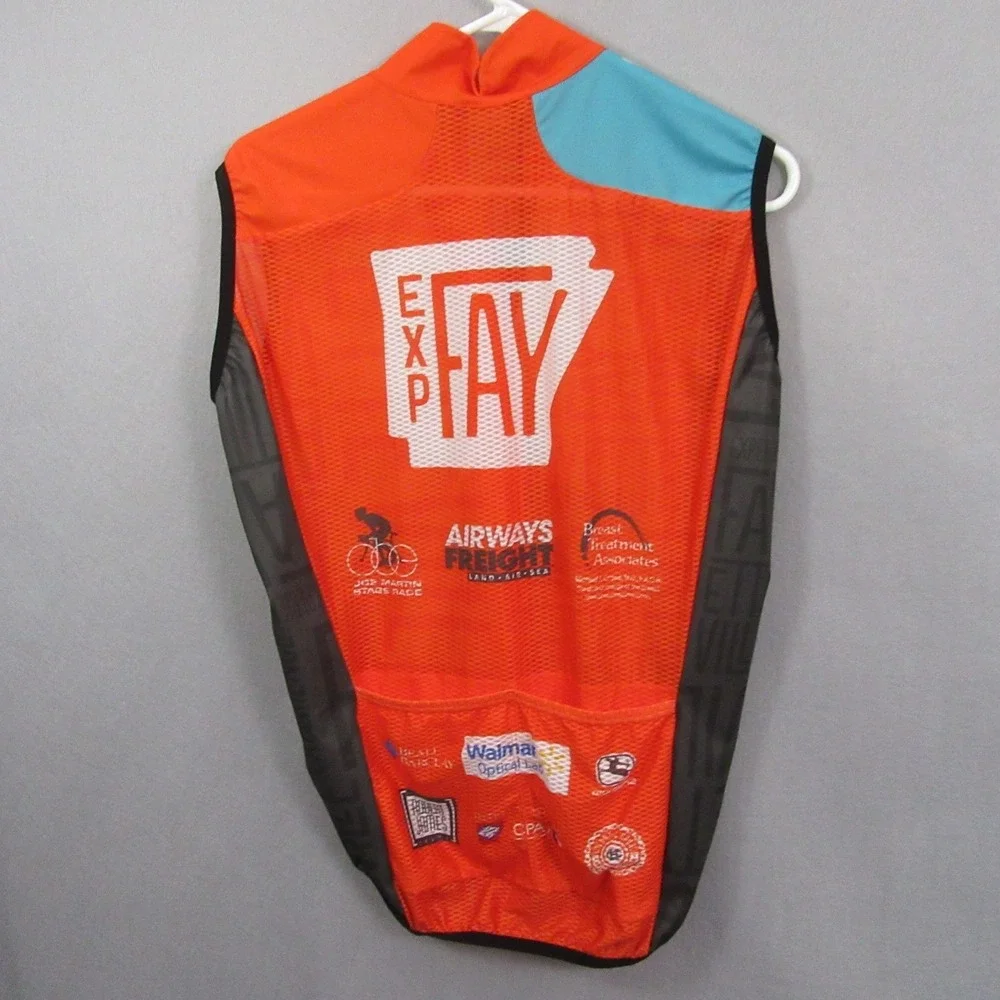 Giordana Mens Cycling Vest S Orange Windbreaker Mesh Full Zip Active - Picture 2 of 7